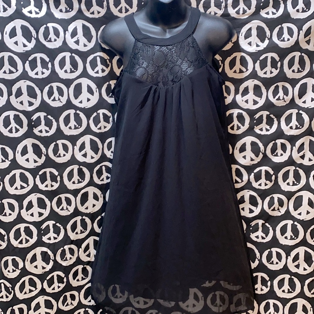 DREAGAL BLACK SLEEVELESS DRESS LACE BODICES REAR KEYHOLE/BUTTON CLOSURE SZ M
